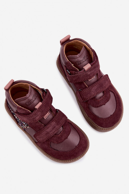Chaussures en daim pour enfants bordeaux Barefoot Froddo G2110157-4