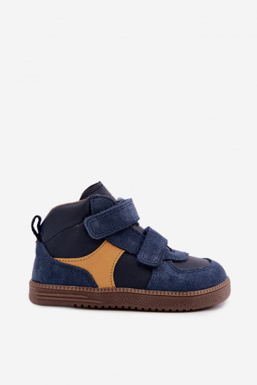 Chaussures en daim pour enfants bleu foncé Barefoot Froddo G2110157 2