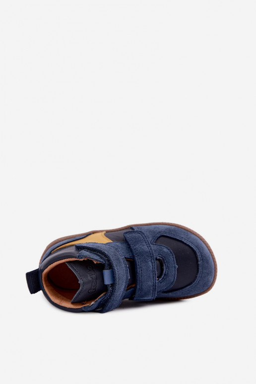 Chaussures en daim pour enfants bleu foncé Barefoot Froddo G2110157