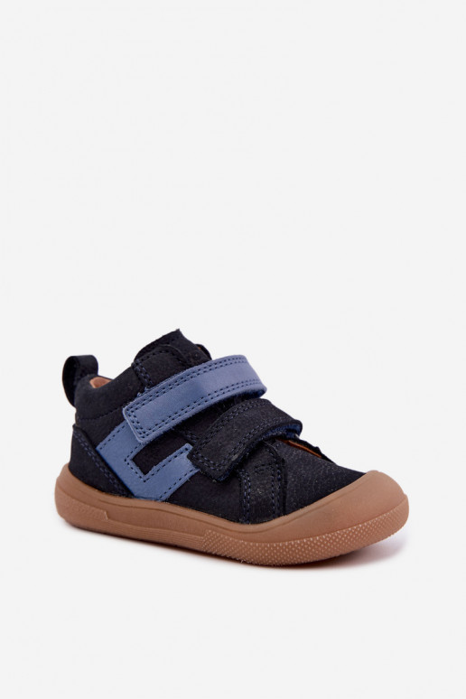 Chaussures en cuir pour enfants bleu foncé Barefoot Froddo G2130380