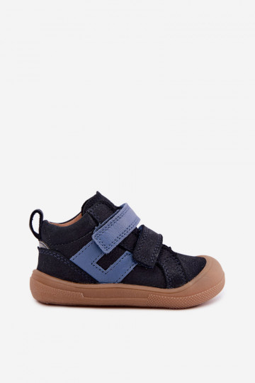 Chaussures en cuir pour enfants bleu foncé Barefoot Froddo G2130380 2