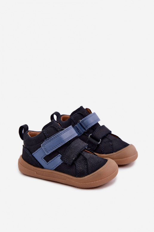Chaussures en cuir pour enfants bleu foncé Barefoot Froddo G2130380