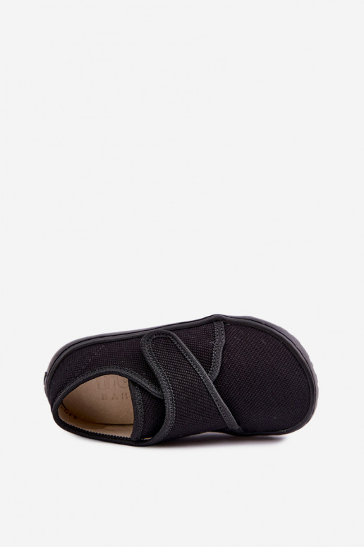 Chaussons pour enfants garçons avec fermetures adhésives Barefoot Froddo G1700438-15 en noir