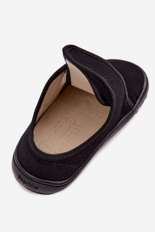 Chaussons pour enfants garçons avec fermetures adhésives Barefoot Froddo G1700438-15 en noir