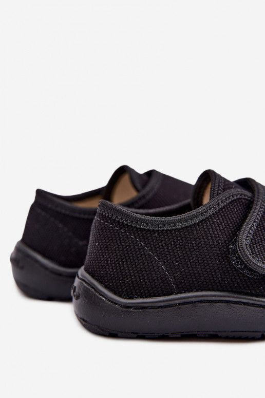 Chaussons pour enfants garçons avec fermetures adhésives Barefoot Froddo G1700438-15 en noir