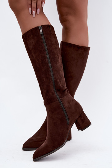 Bottes isolées pour femmes hautes avec talons en chocolat Raleya 2