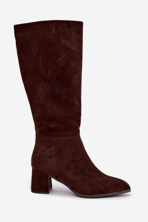 Bottes isolées pour femmes hautes avec talons en chocolat Raleya