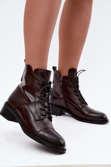 Bottines isolées en cuir naturel en chocolat Cerina 2