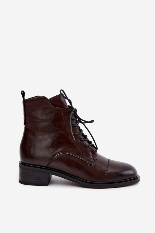 Bottines isolées en cuir naturel en chocolat Cerina