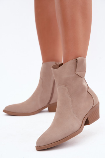 Bottes en faux daim de style cowboy avec talons couleur sable Daliae 2