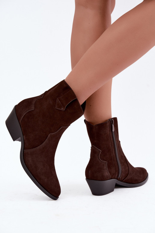 Bottes en faux daim de style cowboy avec talons couleur marron Daliae