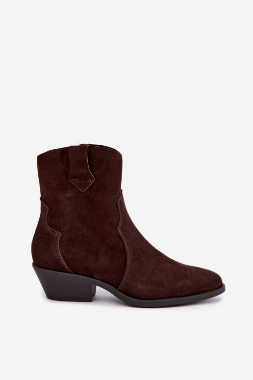 Bottes en faux daim de style cowboy avec talons couleur marron Daliae