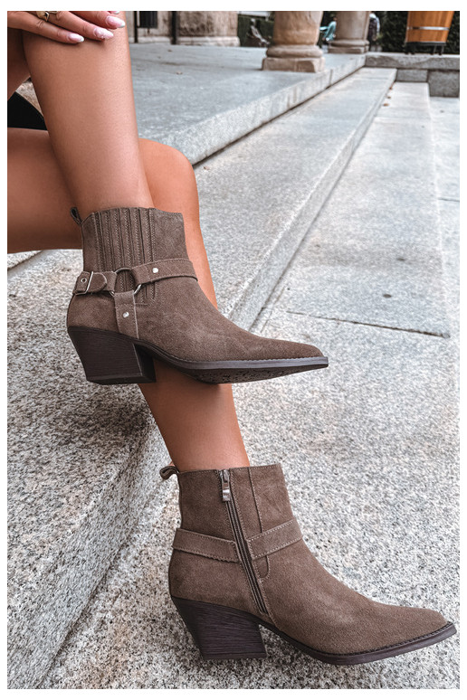 Bottes en daim de style cowboy, chaudes, brunes Fariah