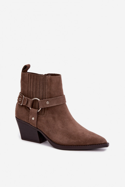 Bottes en daim de style cowboy, chaudes, brunes Fariah