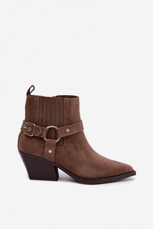Bottes en daim de style cowboy, chaudes, brunes Fariah