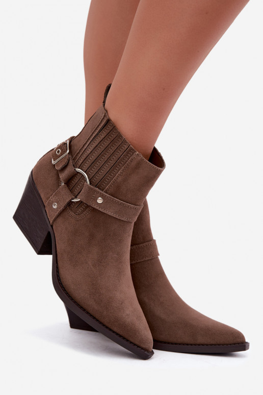 Bottes en daim de style cowboy, chaudes, brunes Fariah