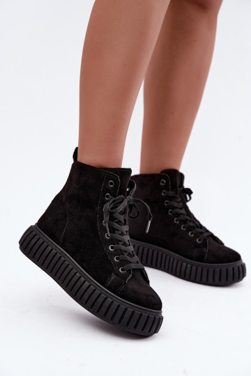 Chaussures décontractées chaudes en faux daim avec plateforme en noir Isaria