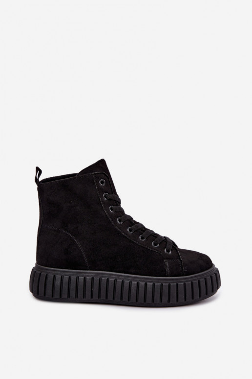 Chaussures décontractées chaudes en faux daim avec plateforme en noir Isaria