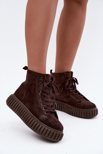 Chaussures décontractées chaudes en faux daim avec plateforme en marron Isaria 2