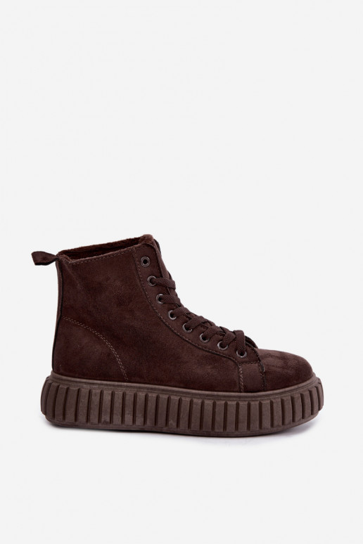 Chaussures décontractées chaudes en faux daim avec plateforme en marron Isaria
