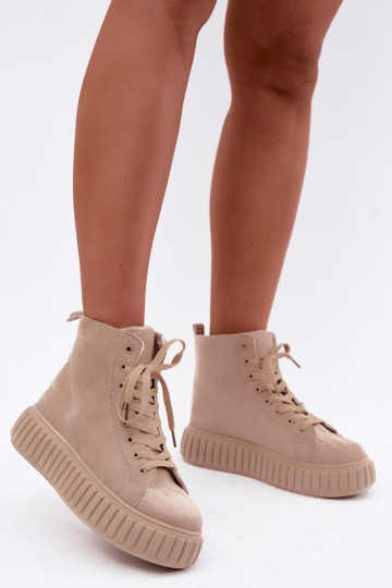 Chaussures décontractées chaudes en faux daim avec plateforme en couleur sable Isaria