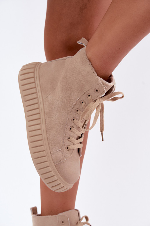 Chaussures décontractées chaudes en faux daim avec plateforme en couleur sable Isaria
