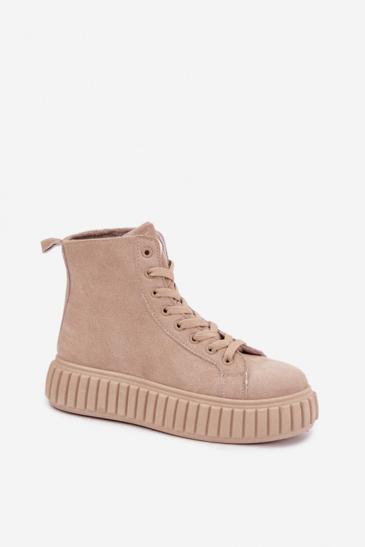 Chaussures décontractées chaudes en faux daim avec plateforme en couleur sable Isaria