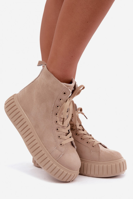 Chaussures décontractées chaudes en faux daim avec plateforme en couleur sable Isaria