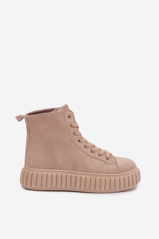 Chaussures décontractées chaudes en faux daim avec plateforme en couleur sable Isaria