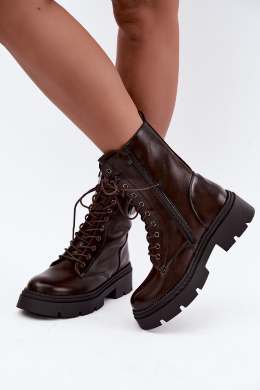 Bottines pour femmes chauffées en marron Livela