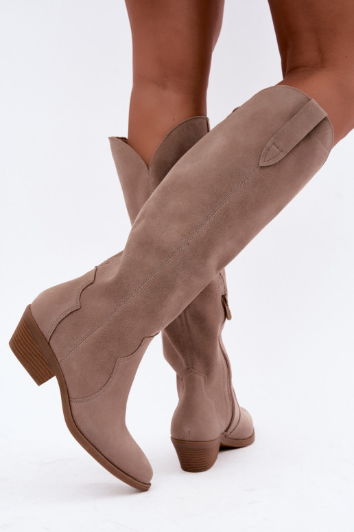 Bottes en daim de style cowboy, sable Medira