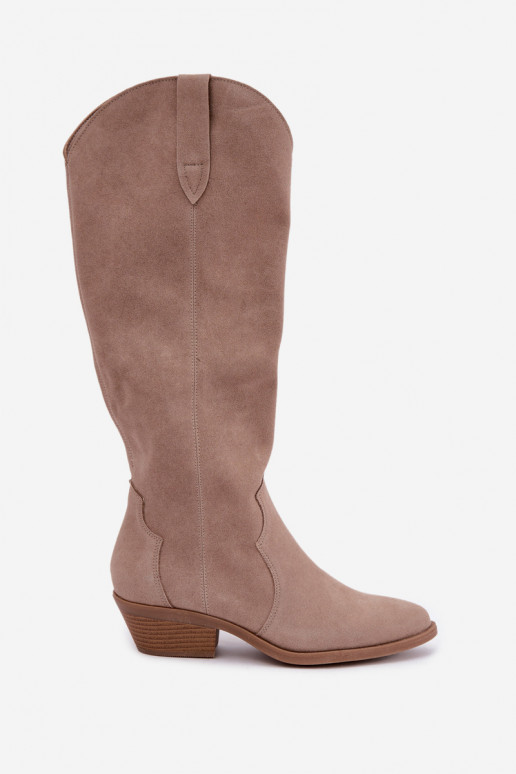 Bottes en daim de style cowboy, sable Medira