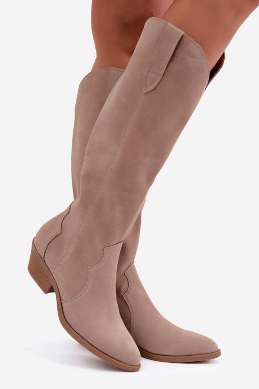 Bottes en daim de style cowboy, sable Medira