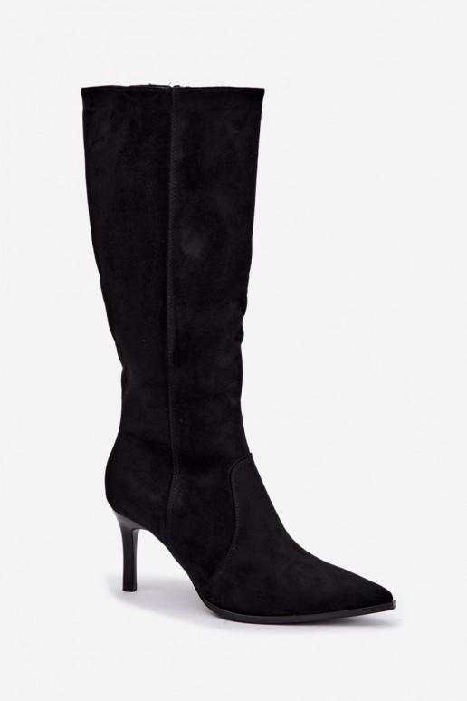 Bottes hautes chaudes avec talons hauts, noires Taelia