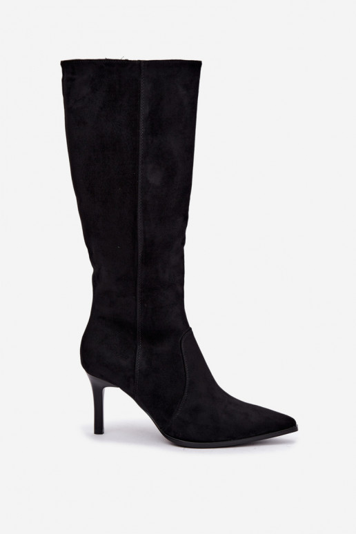 Bottes hautes chaudes avec talons hauts, noires Taelia