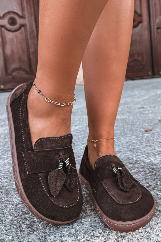 Mocassins en daim synthétique Barefoot Zazoo 10220, chocolat