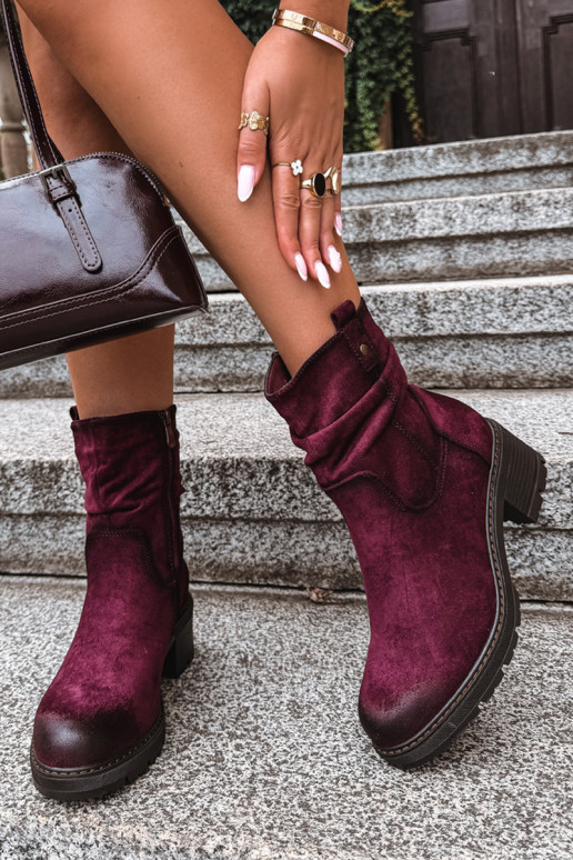 Bottines isolées pour femmes avec volants Klocke S.Barski HY62-8100 en couleur bordeaux
