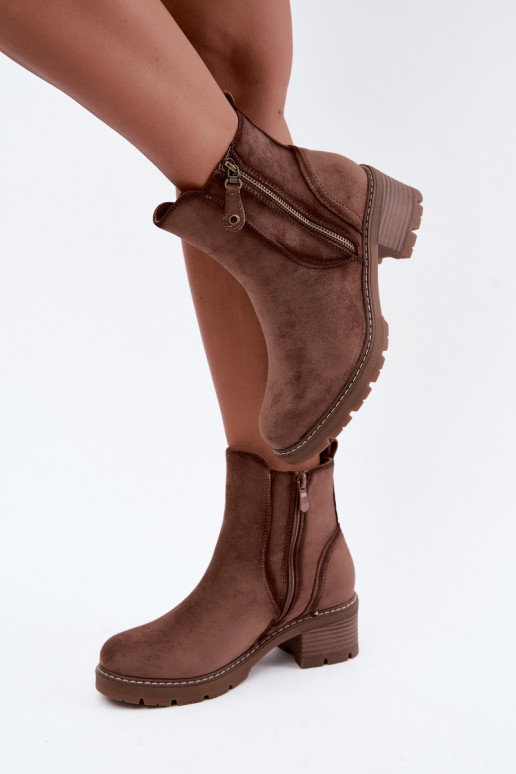 Bottines isolées pour femmes avec talons S.Barski HY62-8101 marron