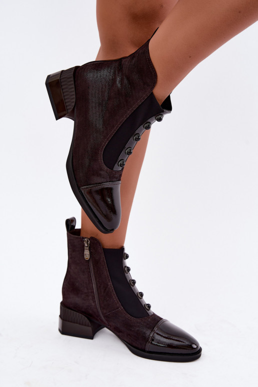 Bottes en daim avec talons isolées D&A CR62-3188 chocolat