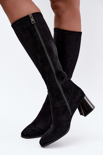 Bottes longues en daim pour femmes avec talons Vinceza 58697 noir 2
