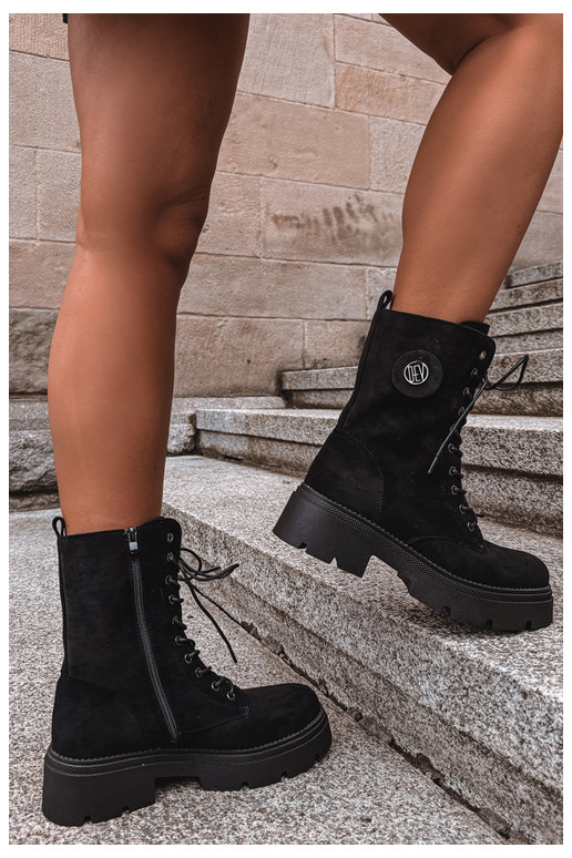 Bottines noires chaudes pour femmes en simili daim Livela