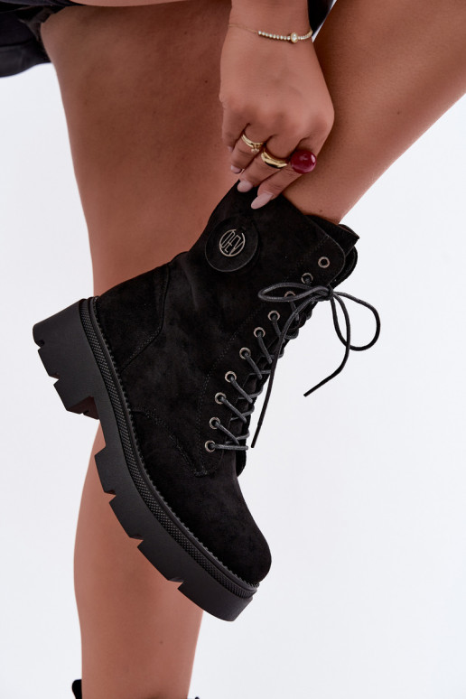 Bottines noires chaudes pour femmes en simili daim Livela