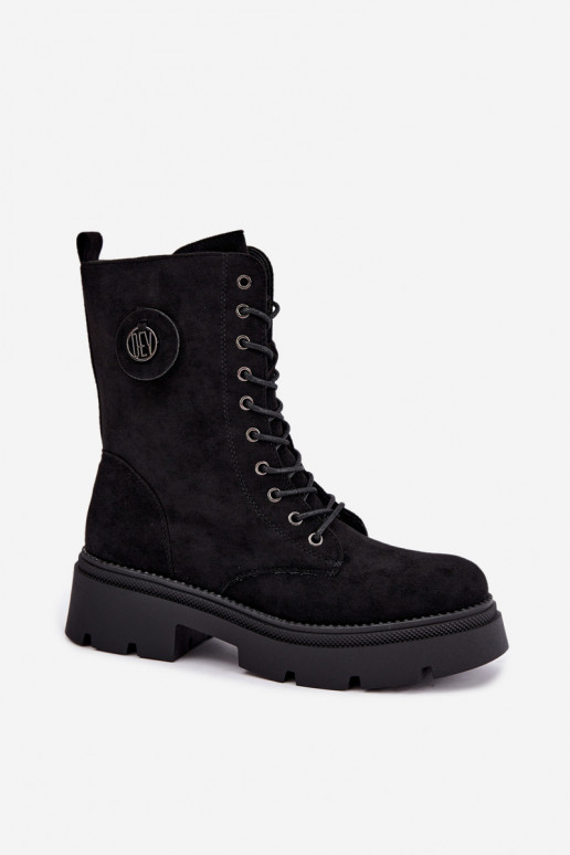 Bottines noires chaudes pour femmes en simili daim Livela