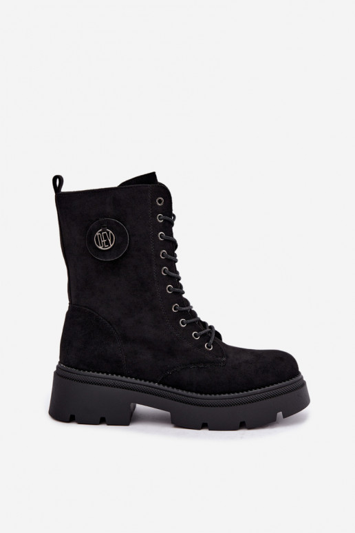 Bottines noires chaudes pour femmes en simili daim Livela