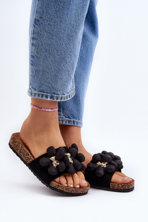 Chaussons pour femmes avec détails décoratifs Bunlia couleur noire
