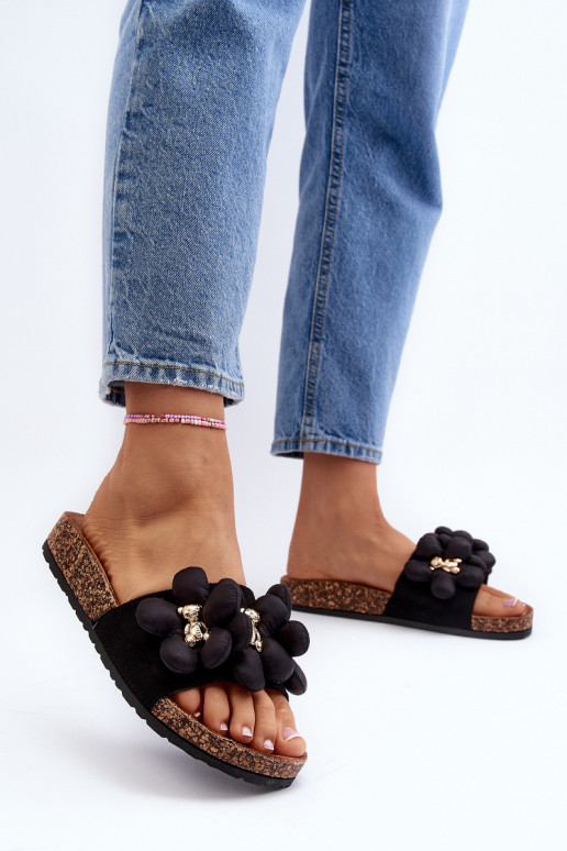 Chaussons pour femmes avec détails décoratifs Bunlia couleur noire