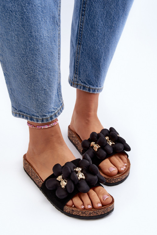 Chaussons pour femmes avec détails décoratifs Bunlia couleur noire