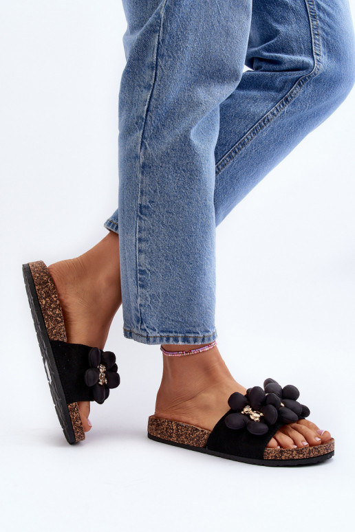 Chaussons pour femmes avec détails décoratifs Bunlia couleur noire