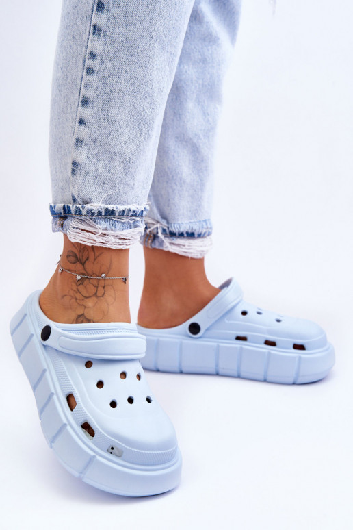 Chaussons pour femmes à plateforme en mousse bleu clair Beckett