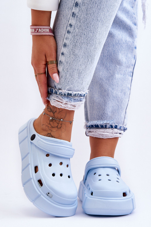 Chaussons pour femmes à plateforme en mousse bleu clair Beckett